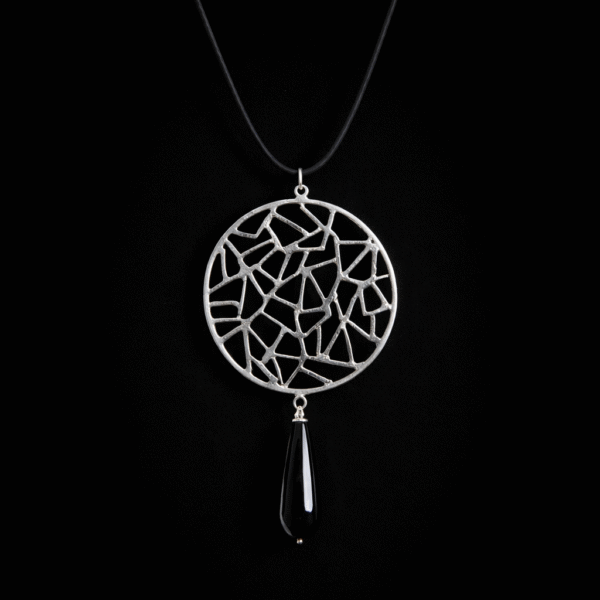 Diakladosis χειροποίητο ασημένιο 925 μενταγιόν με πέτρα όνυχα