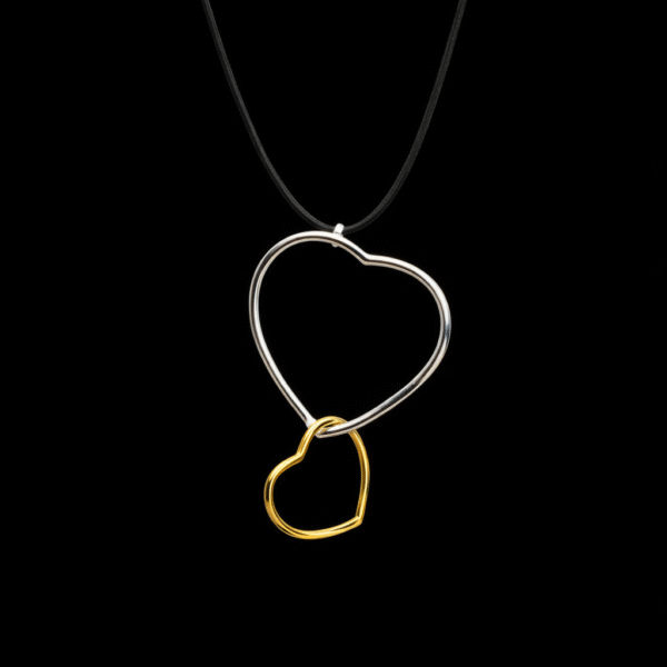 Harmony ασημένιο 925 μενταγιόν καρδιές με επιχρύσωση