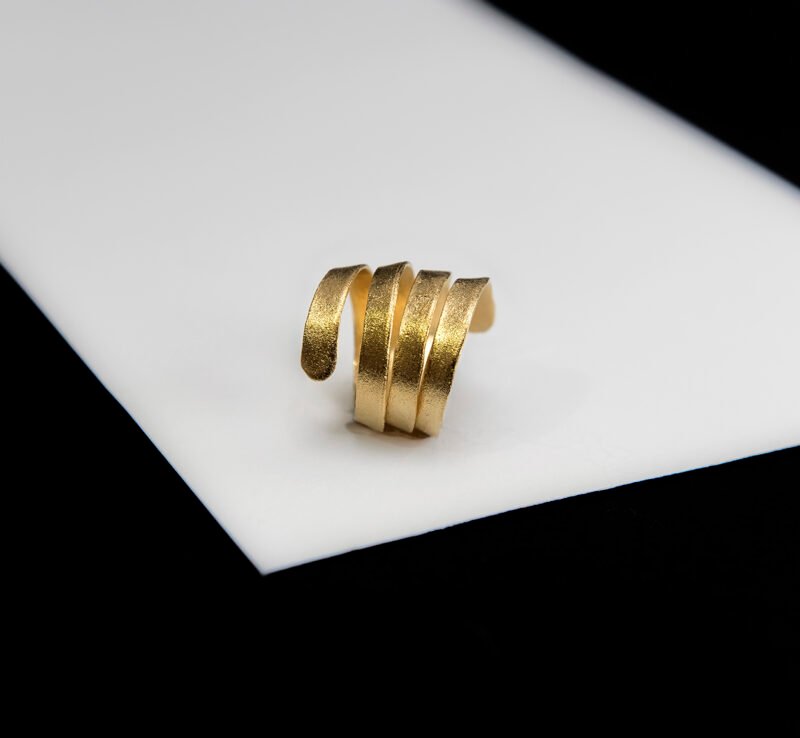 spira ring gold χειροποίητο ασημένιο 925 δαχτυλίδι με επιχρύσωση