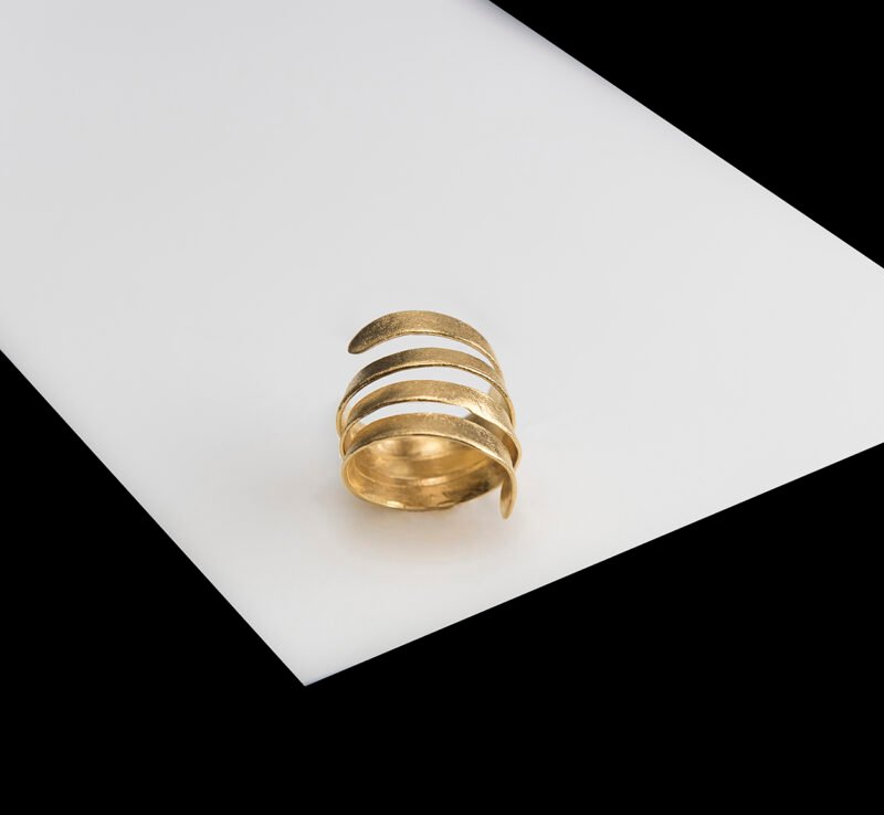 spira ring gold χειροποίητο ασημένιο 925 δαχτυλίδι με επιχρύσωση - Image 2