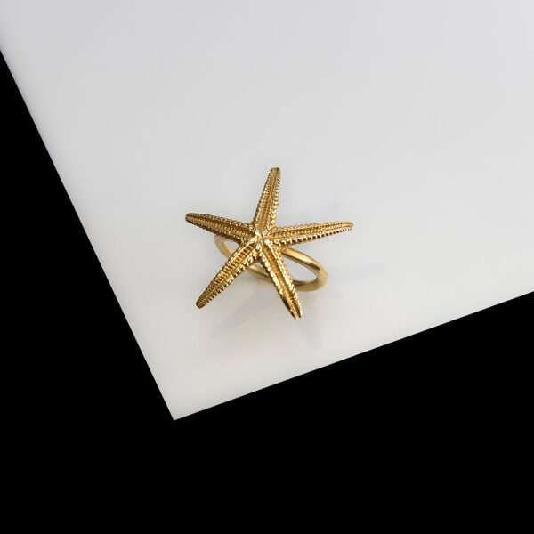 sea star ring χειροποίητο ασημένιο δαχτυλίδι με επιχρύσωση