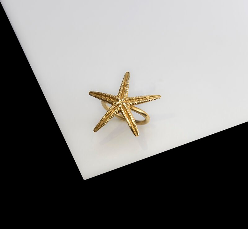 sea star ring χειροποίητο ασημένιο δαχτυλίδι με επιχρύσωση