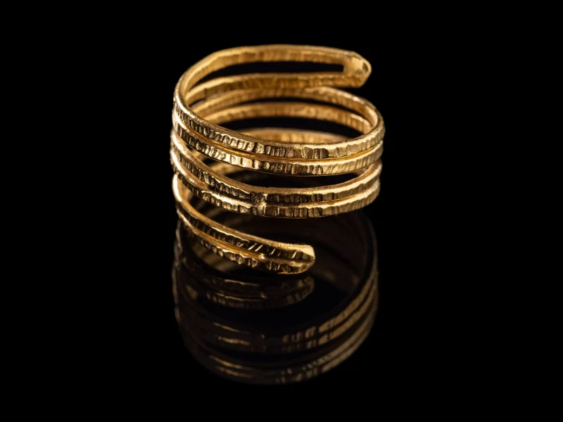 whirling ring χειροποίητο ασημένιο δαχτυλίδι με επιχρύσωση - Image 3