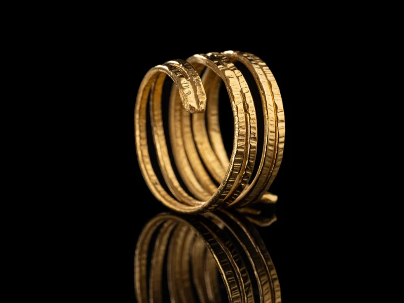 whirling ring χειροποίητο ασημένιο δαχτυλίδι με επιχρύσωση - Image 2