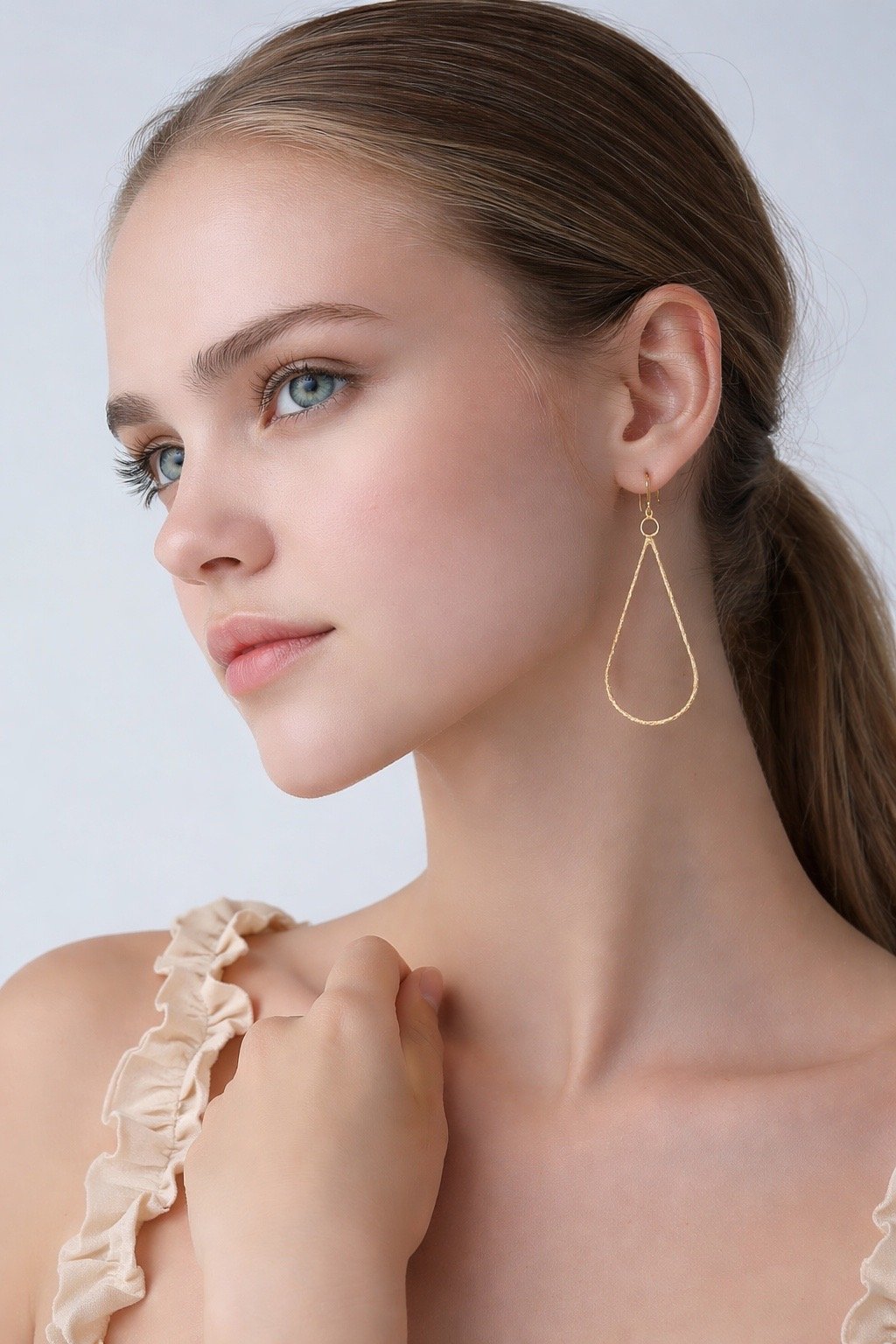 drop gold ασημένια χειροποίητα σκουλαρίκια - Image 2