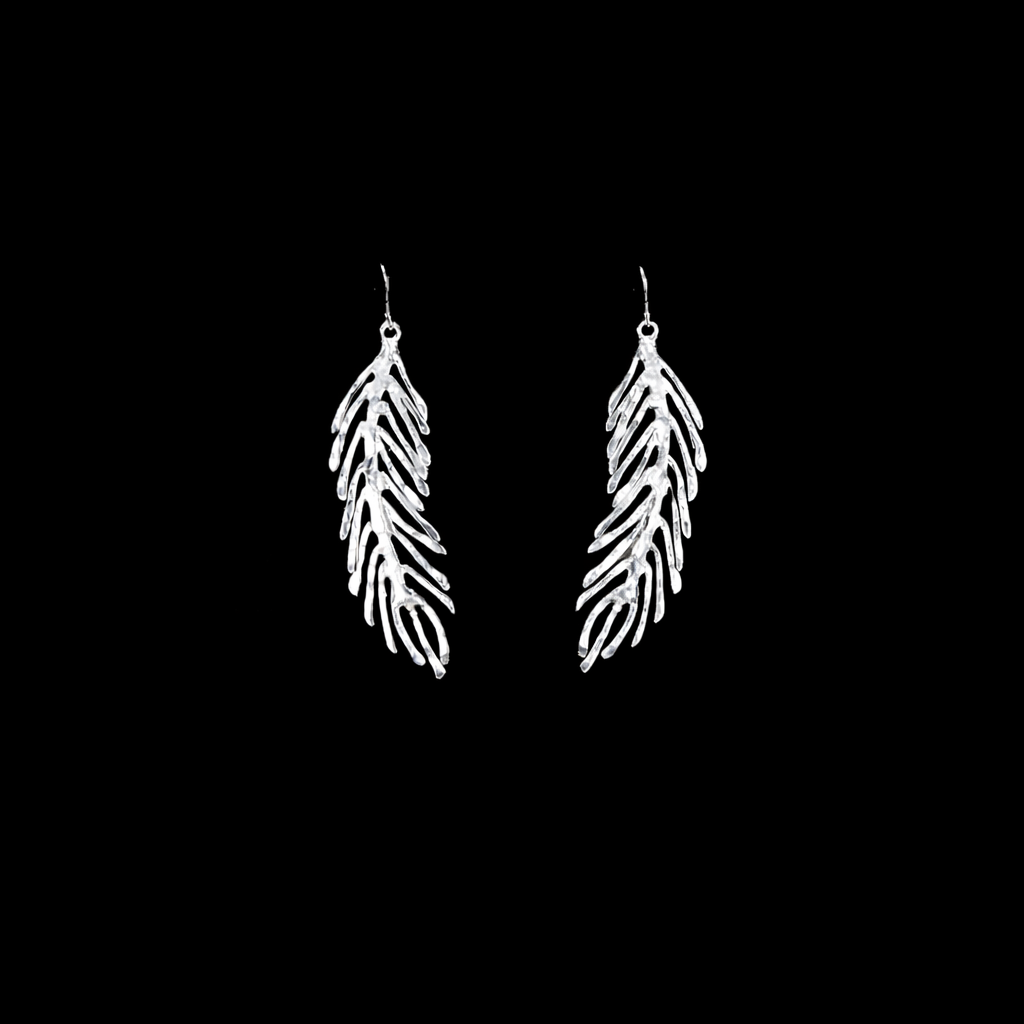 fteri χειροποίητα ασημένια σκουλαρίκια