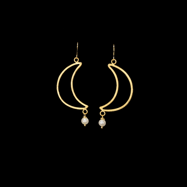 half moon χειροποίητα ασημένια σκουλαρίκια με επιχρύσωση