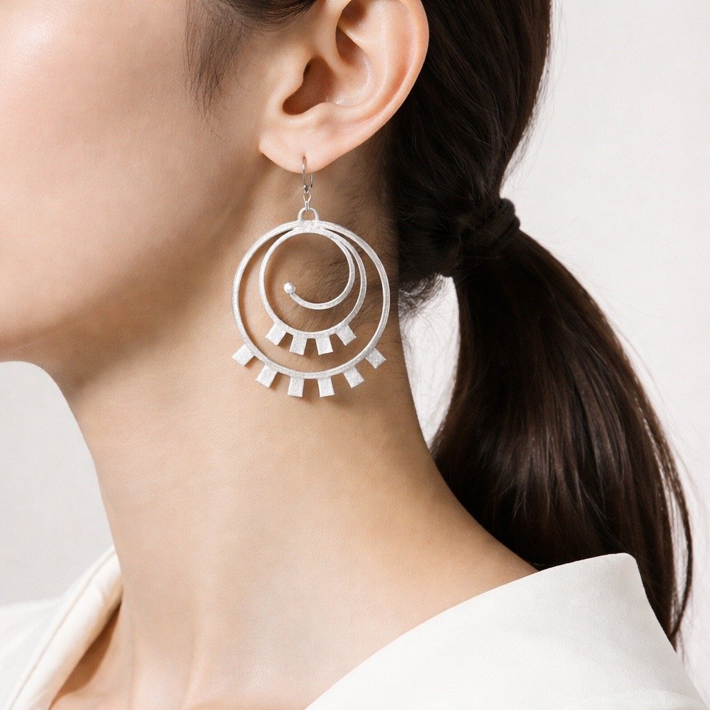 perspective χειροποίητα ασημένια σκουλαρίκια - Image 2