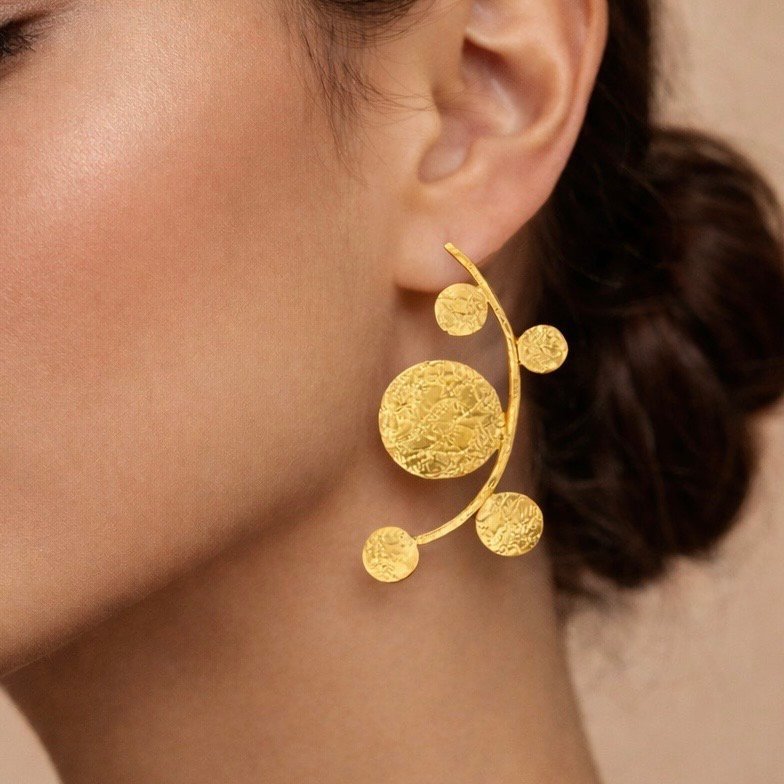 planets Χειροποίητα Ασημένια Σκουλαρίκια με Επιχρύσωση - Image 3