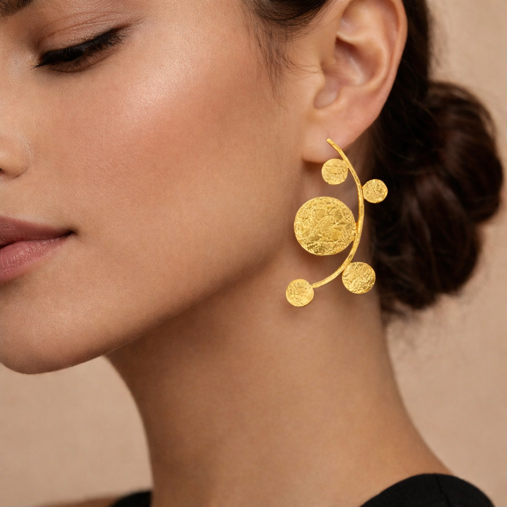 planets Χειροποίητα Ασημένια Σκουλαρίκια με Επιχρύσωση - Image 2