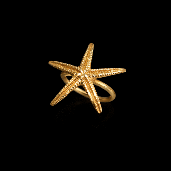 sea star ring Χειροποίητο Ασημένιο Δαχτυλίδι με Επιχρύσωση