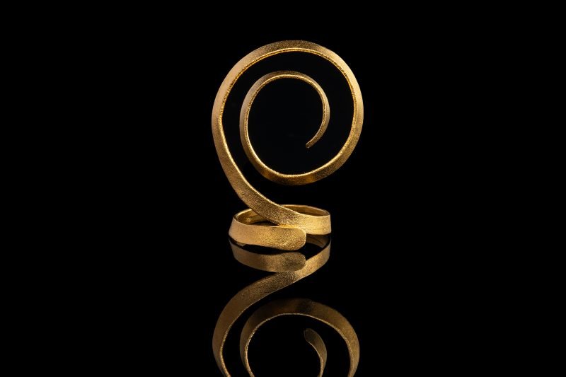 Golden flow - ασημένιο δαχτυλίδι με επιχρύσωση - Image 3