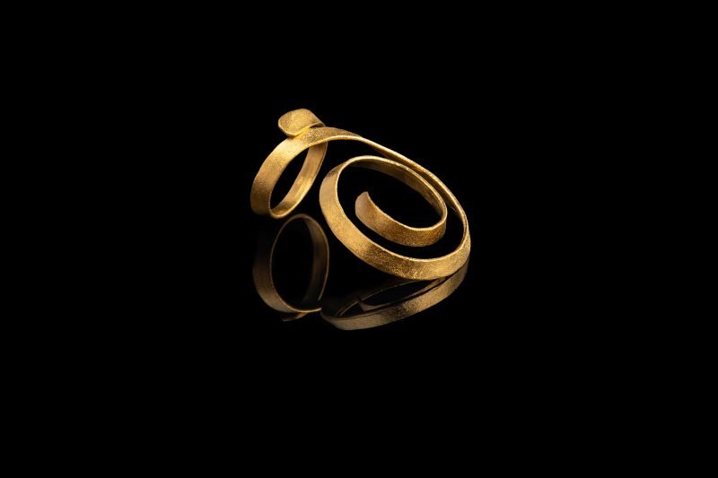 Golden flow - ασημένιο δαχτυλίδι με επιχρύσωση