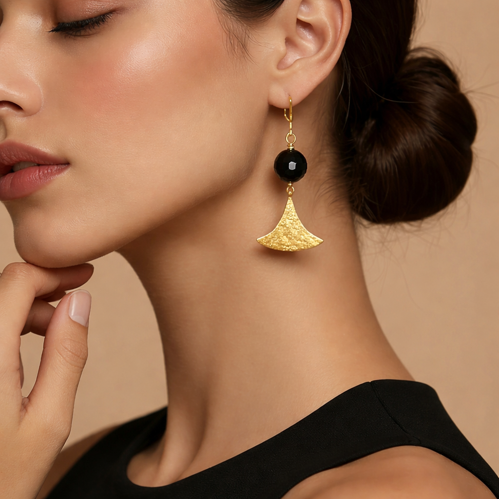 Nox – Χειροποίητα Ασημένια Σκουλαρίκια Με Όνυχα Και Επιχρύσωση - Image 2