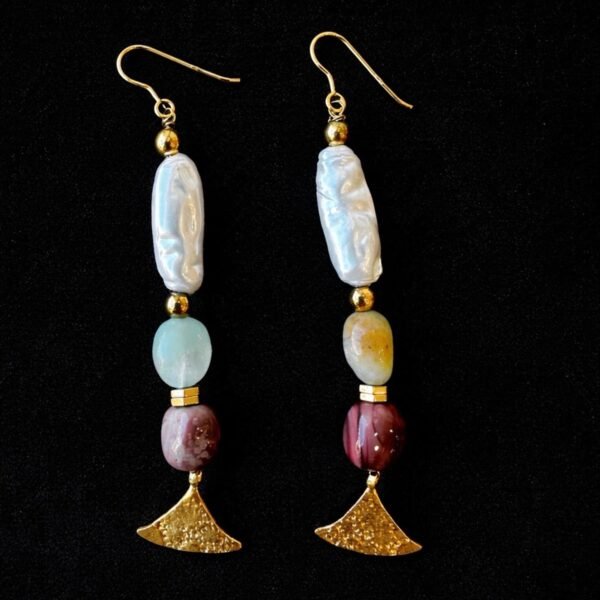 Delos earrings - σκουλαρίκια με πέτρες και επιχρυσωμένο ασήμι