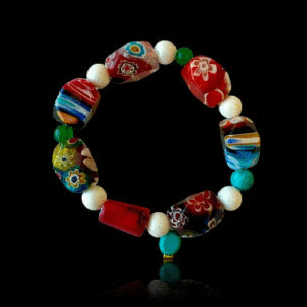 Summer Day Bracelet - πολύχρωμο βραχιόλι με χάντρες μουράνο και ημιπολύτιμες πέτρες