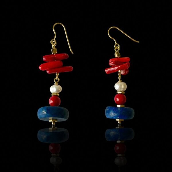 Schinousa Earrings - Σκουλαρίκια με φυσικές πέτρες και επιχρυσωμένα στοιχεία