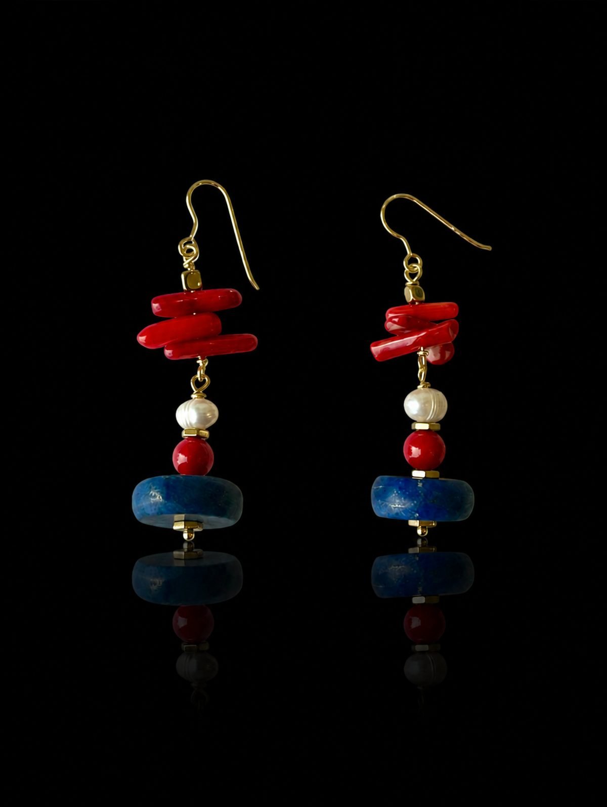 Schinousa Earrings – Σκουλαρίκια με φυσικές πέτρες και επιχρυσωμένα στοιχεία