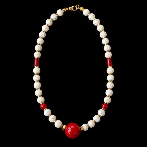 Folegandros Necklace - Κολιέ με κοράλι και ημιπολύτιμες πέτρες