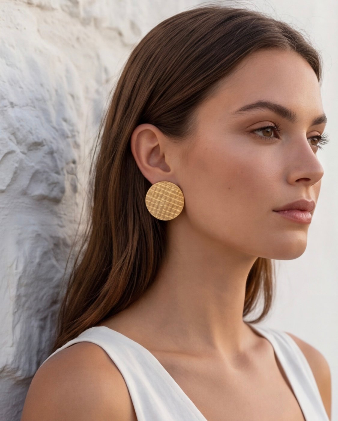 Aurelia earrings - Σκουλαρίκια με επιχρύσωση και ανάγλυφη επιφάνεια - Image 2