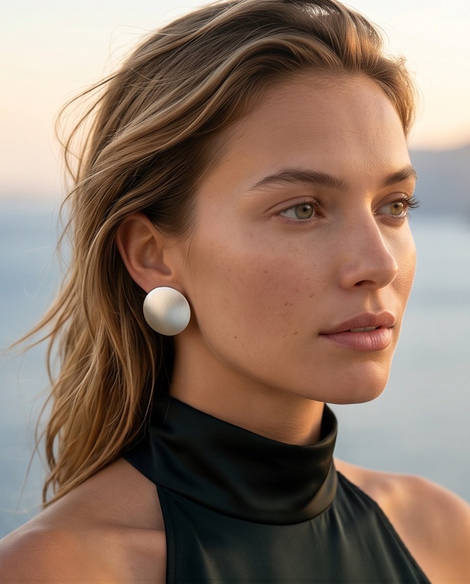 Moonlight Studs -Σκουλαρίκια με επαργύρωση σε σχήμα κυκλικό σχήμα - Image 2