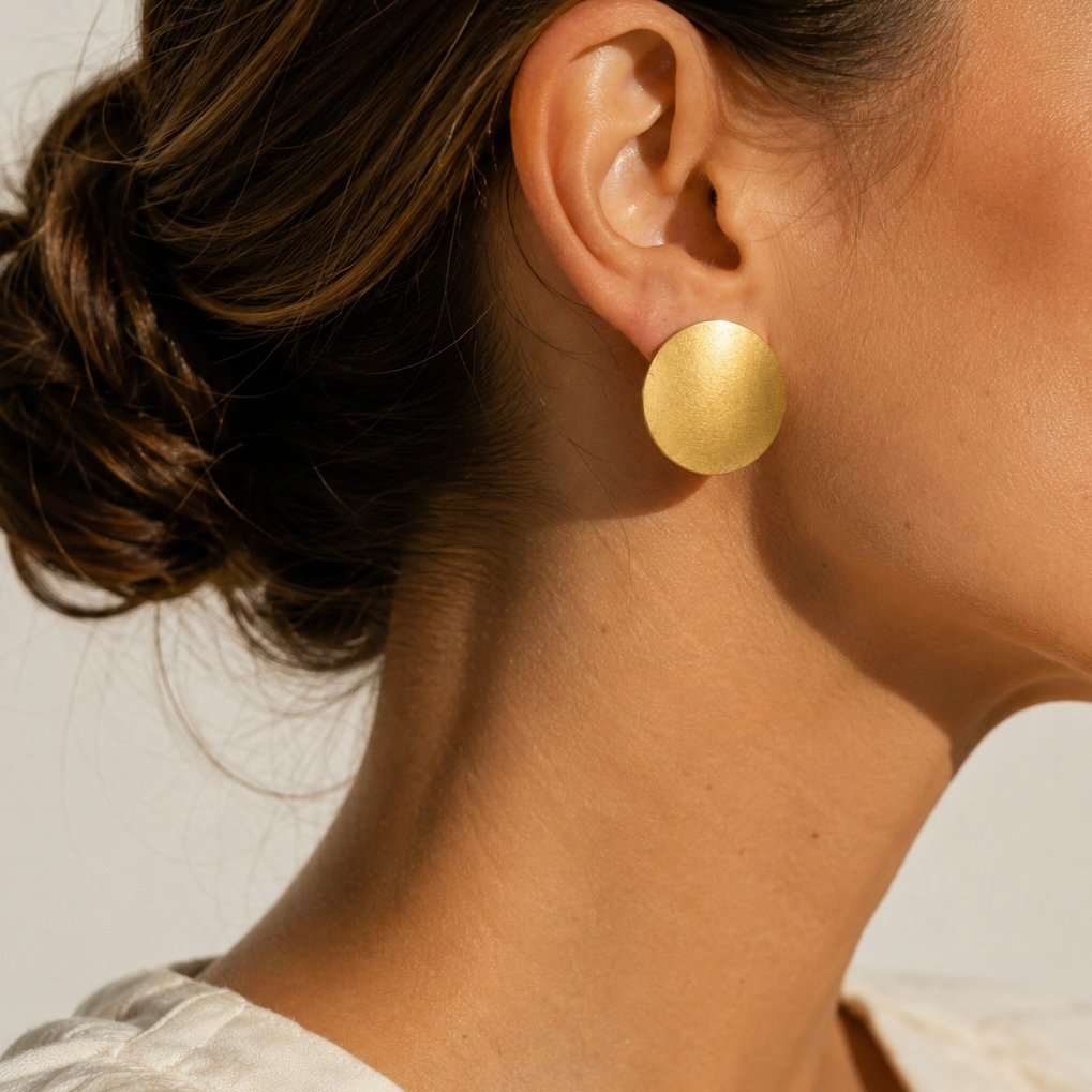 Sunlight Earrings - Σκουλαρίκια σε κυκλικό σχήμα με επιχρύσωση - Image 2