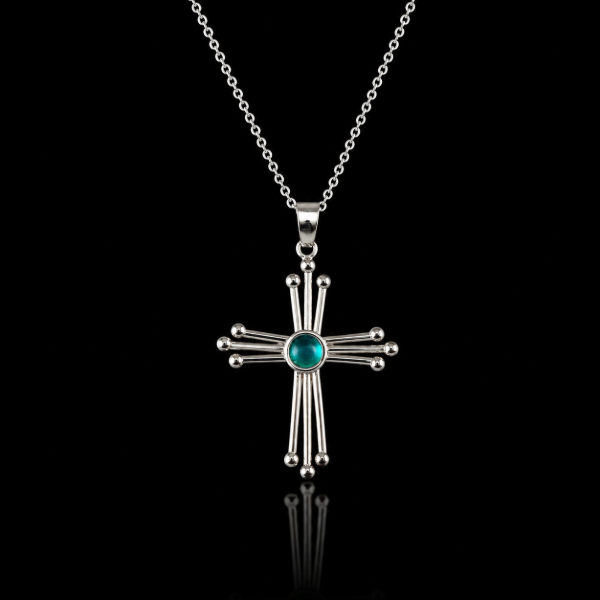 Kyma Cross –  Σταυρός από Ασήμι 925 με Γαλάζιο Σμάλτο