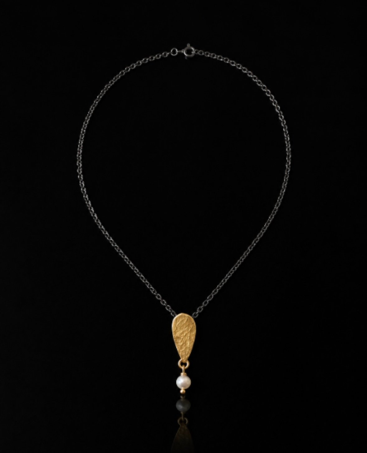 Dione Necklace – Μενταγιόν Από Ασήμι 925 Με Επιχρύσωση Και Επιροδιωμένη Μαύρη Αλυσίδα